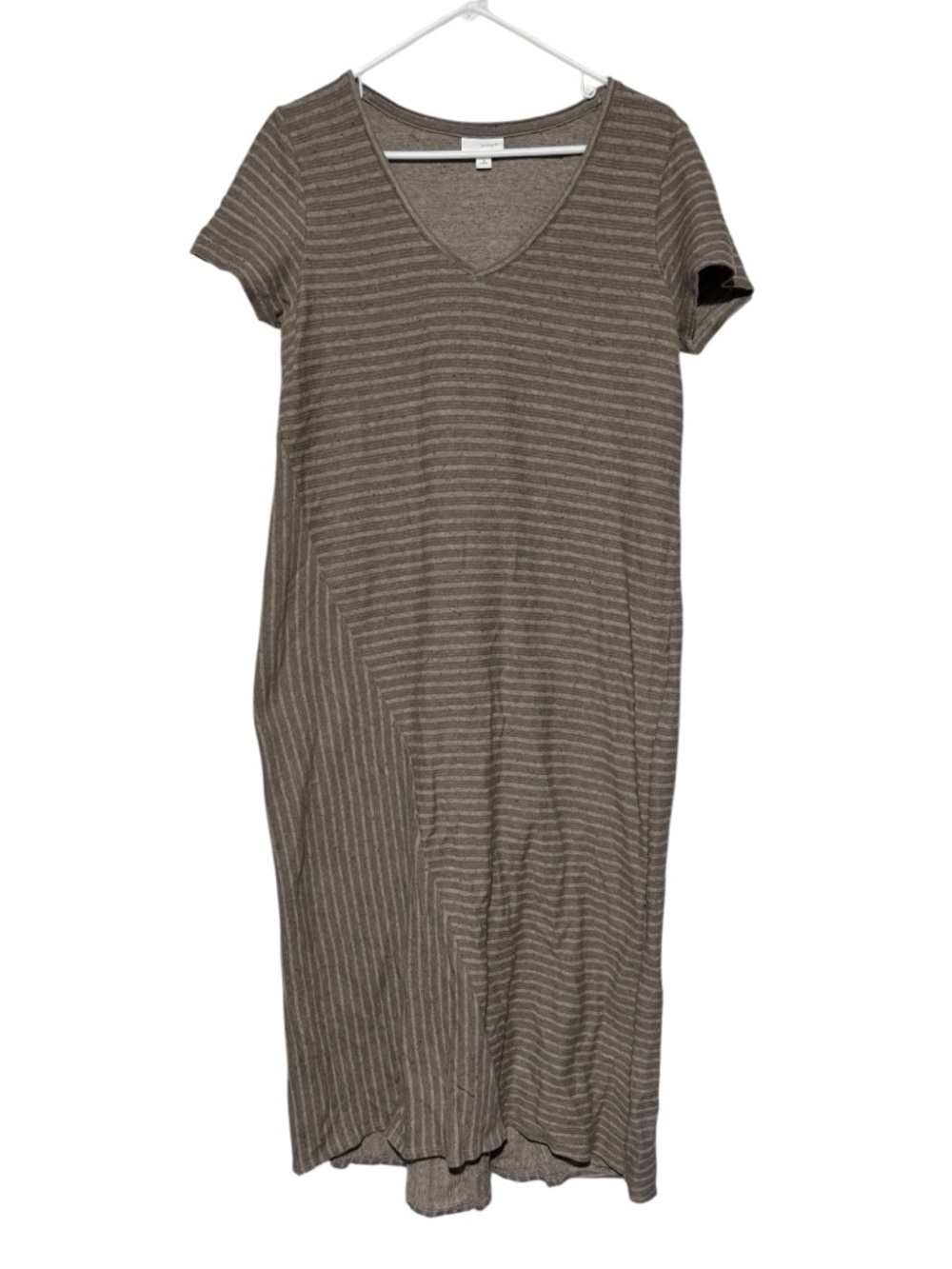 Pure Jill 100% Cotton Maxi Dress Size M V-Neck Striped T-shirt Lounge Casual